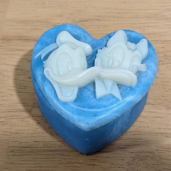 Disney Other - Vintage Disney blue soapstone Donald & Daisy Duck heart trinket box 3" x 2"